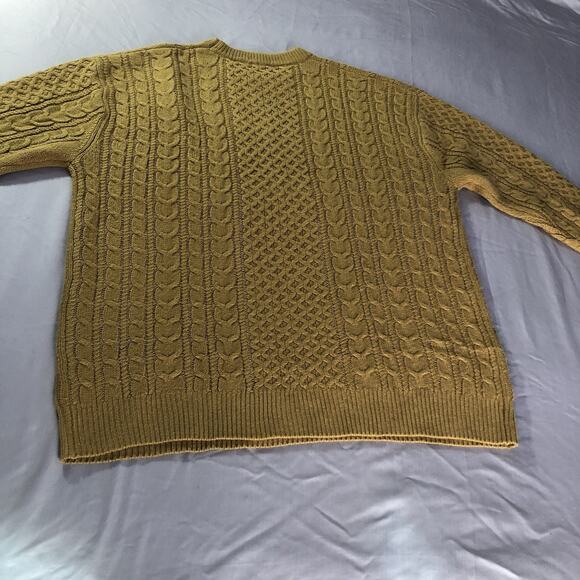 Cable Knit Fisherman Sweater Crewneck Khaki Men’s XL Pullover Preppy Academia - Picture 7 of 8